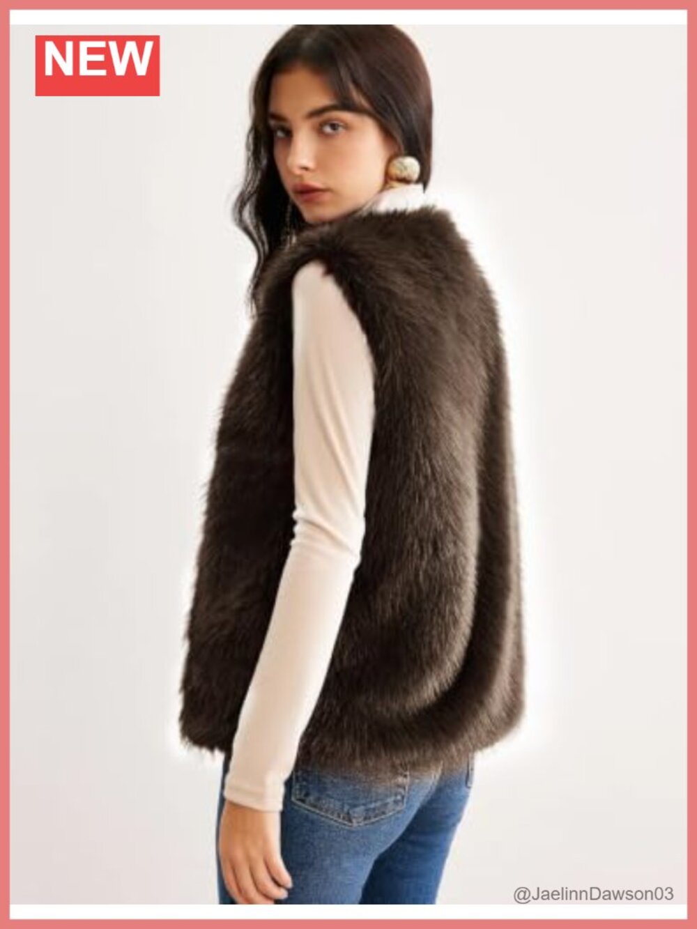 Faux Fur Vest Sleeveless Open Front Cardigan Fluffy Winter Outerwear - Picture 2 of 6